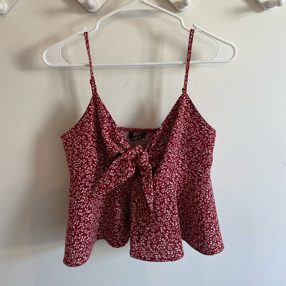 Red floral tank